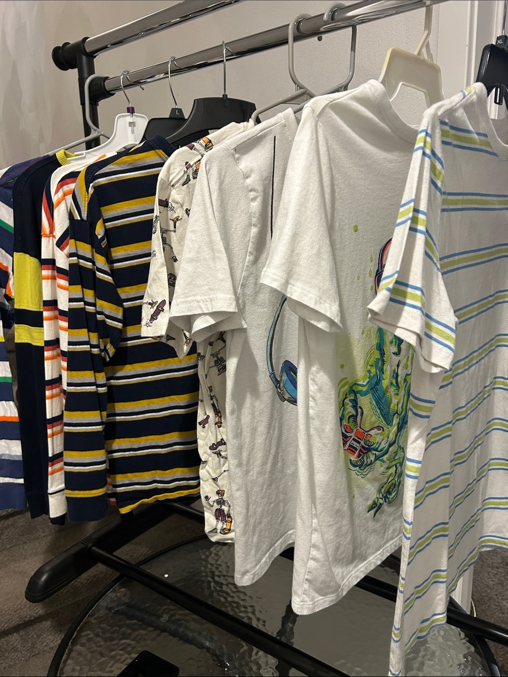 Old Navy Kids White & Blue Striped Short-Sleeve Tee 8 pieces size for (12-13)